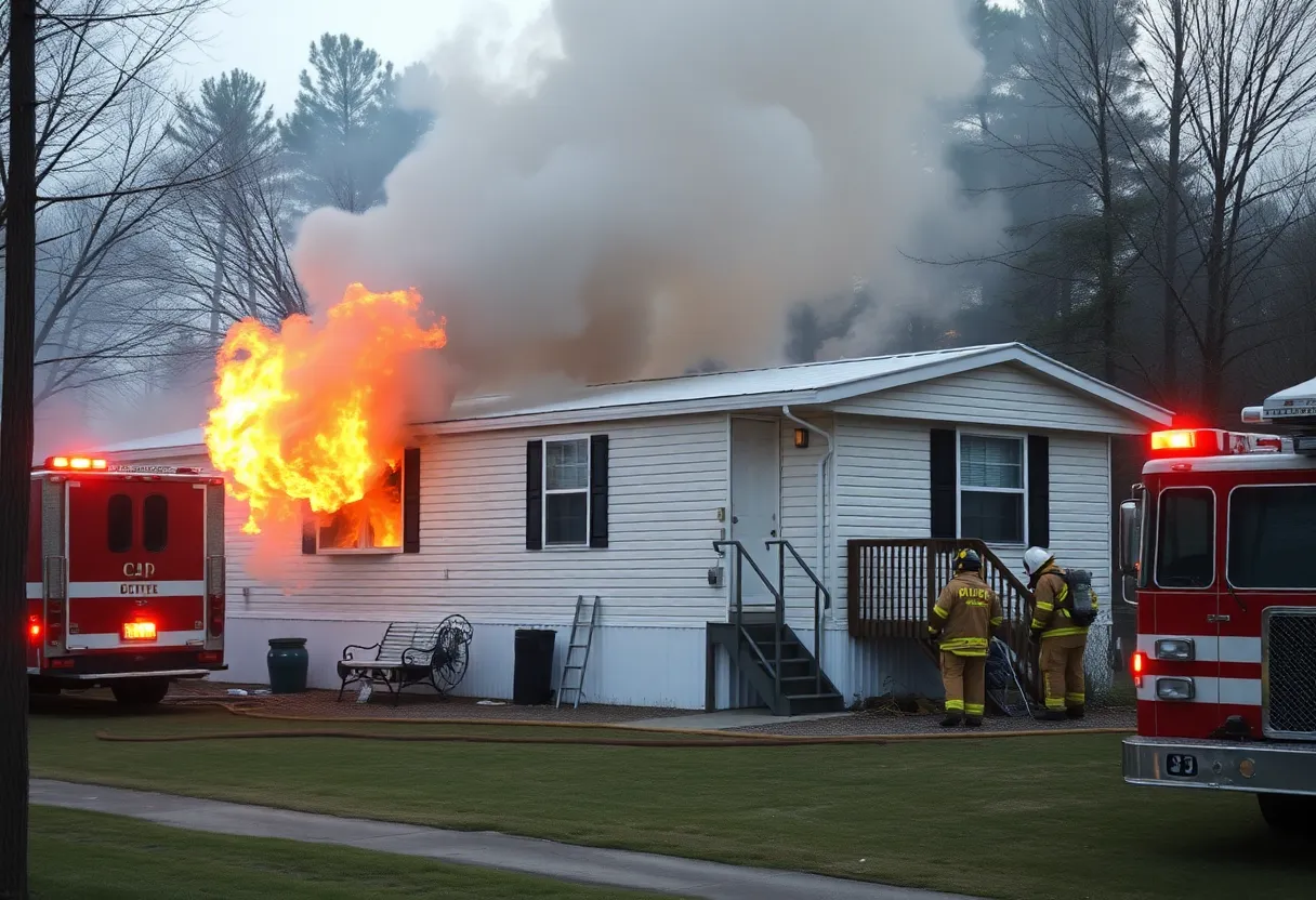 Firefighters responding to a house fire in Burton.