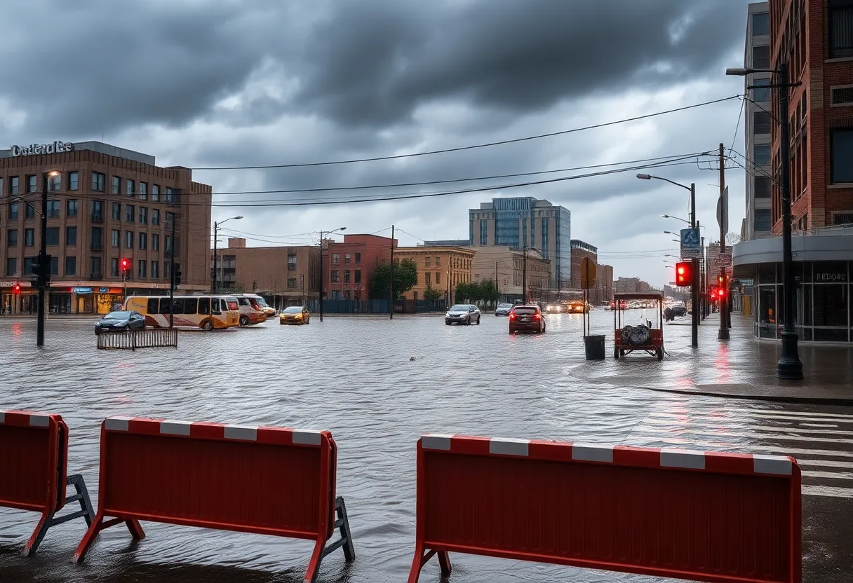 Urban flooding in Charleston, SC during heavy rain
