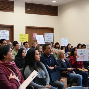 Residents discussing concerns over immigration enforcement