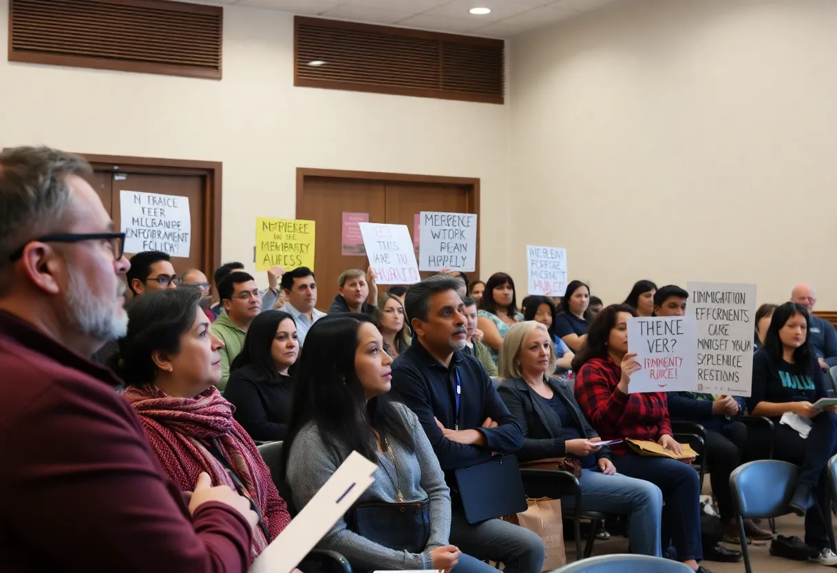 Residents discussing concerns over immigration enforcement