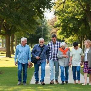 Illustration of a neighborhood showcasing community support and safety.