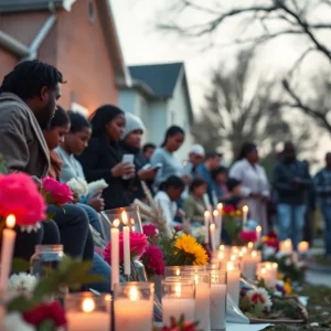 Vigil for Jerrieme Washington with candles and flowers