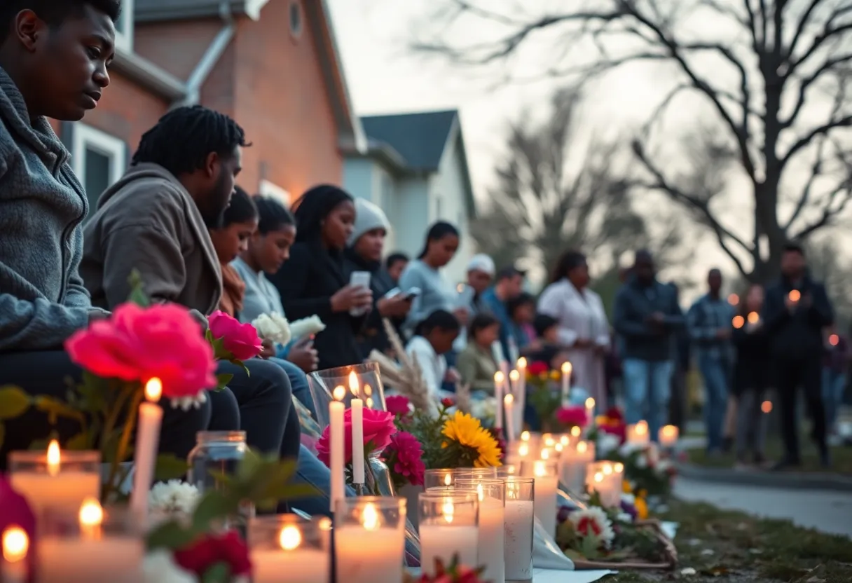 Vigil for Jerrieme Washington with candles and flowers