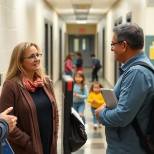 Parent discussing safety in school