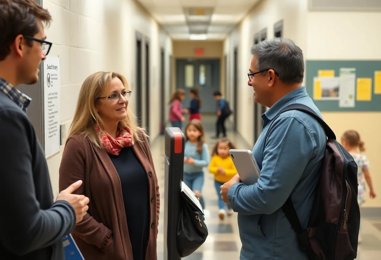 Parent discussing safety in school