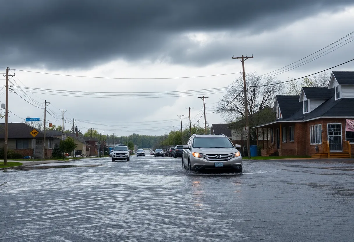 Flooded street in Beaufort County during flash flood warning.