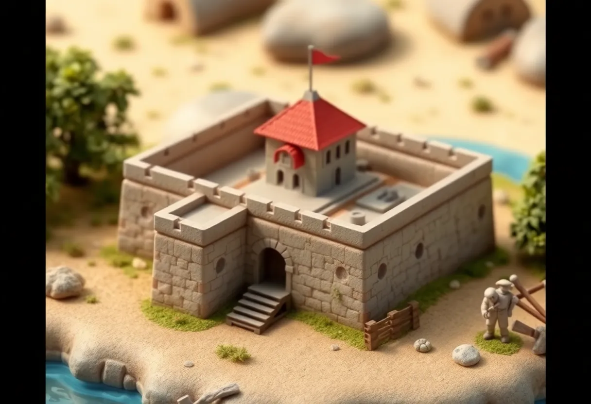 3D model of Fort Fremont showcasing its historical architecture
