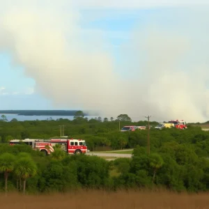 Firefighters battling a blaze on Fripp Island