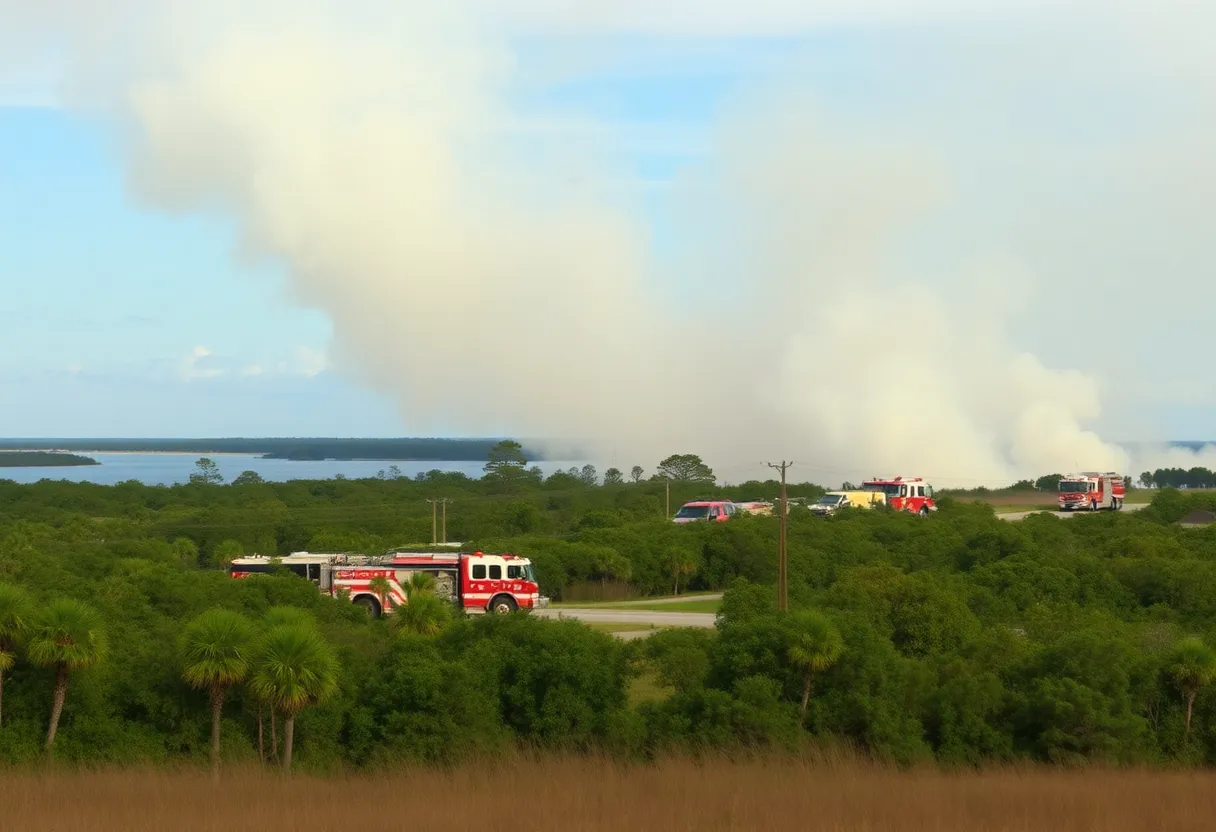 Firefighters battling a blaze on Fripp Island