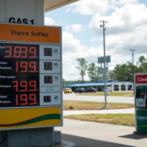 Gas prices at a station in South Carolina