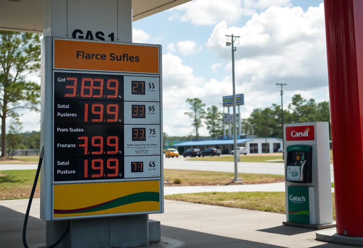 Gas prices at a station in South Carolina