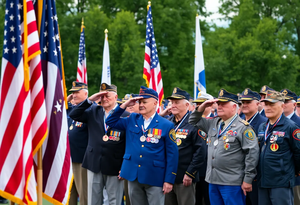 Honoring military veterans in a celebratory ceremony