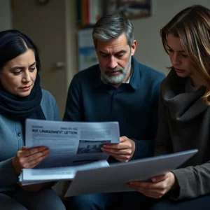 Family reviewing documents related to a police investigation into a missing girl case.