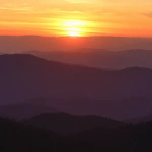 Scenic view of North Carolina mountains during sunset