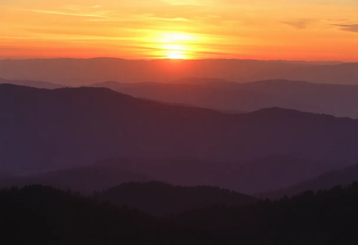Scenic view of North Carolina mountains during sunset