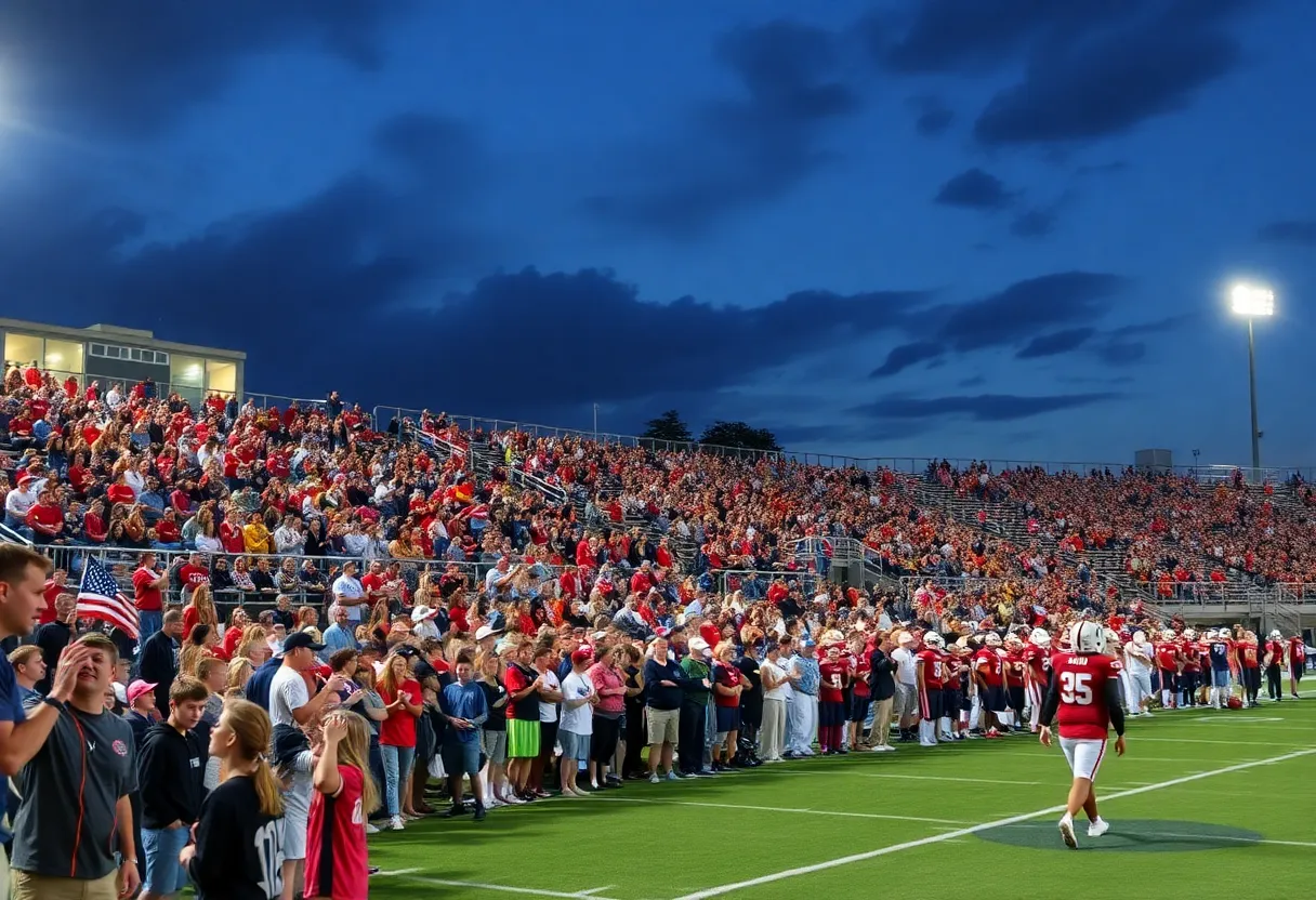 Richmond Hill High School football game with fans cheering