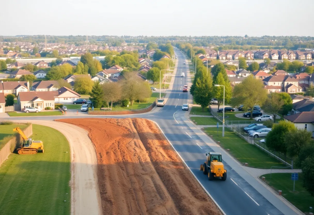 Construction site for road improvements in Beaufort County