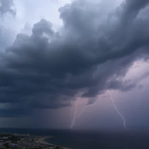 Thunderstorm clouds over Beaufort, SC