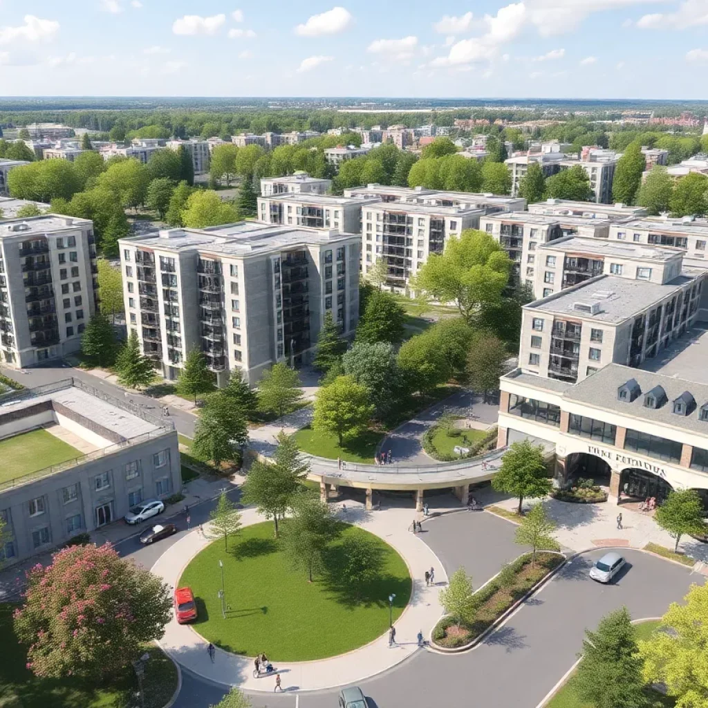 Visual representation of the Southpoint project in Hardeeville, featuring homes, businesses, and community spaces.