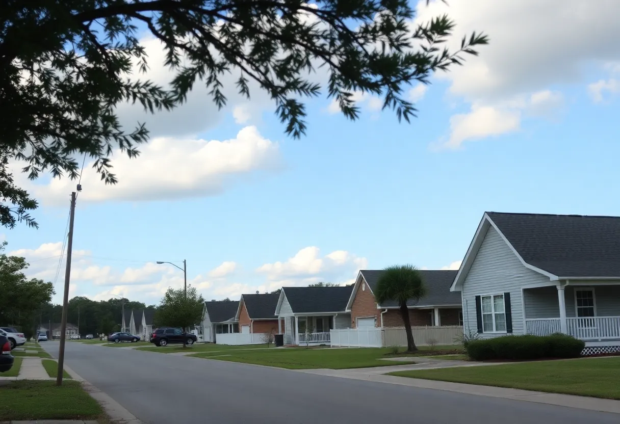 Quiet street in Burton, South Carolina
