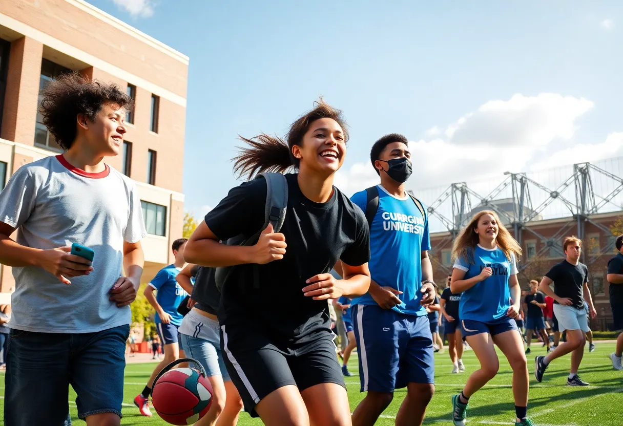 University of South Carolina Beaufort athletes celebrating NCAA Division II membership