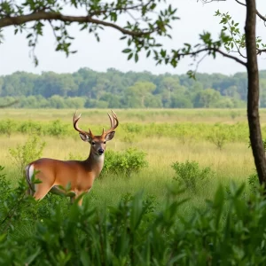 Lush landscape of South Carolina's Lowcountry with whitetail deer