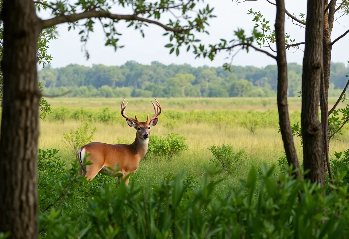 Lush landscape of South Carolina's Lowcountry with whitetail deer