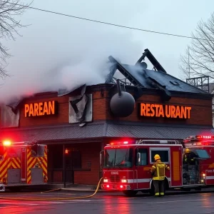 Damaged Wing Stop restaurant in Beaufort after fire incident