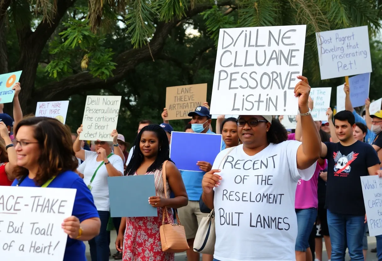 Community members rallying for Gullah Geechee cultural preservation in Beaufort