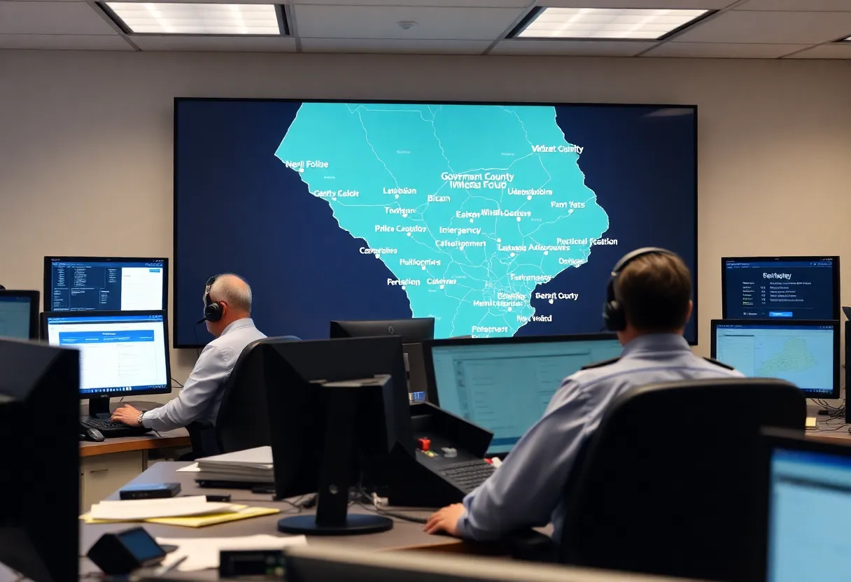 Emergency operators responding to calls at Beaufort County's dispatch center.