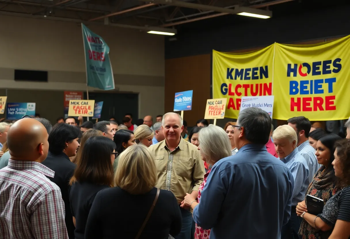 Community members participating in a political meeting in Beaufort County.