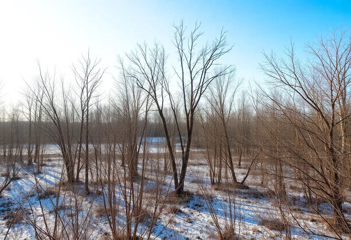 Winter landscape of Beaufort County showing cold weather without snow