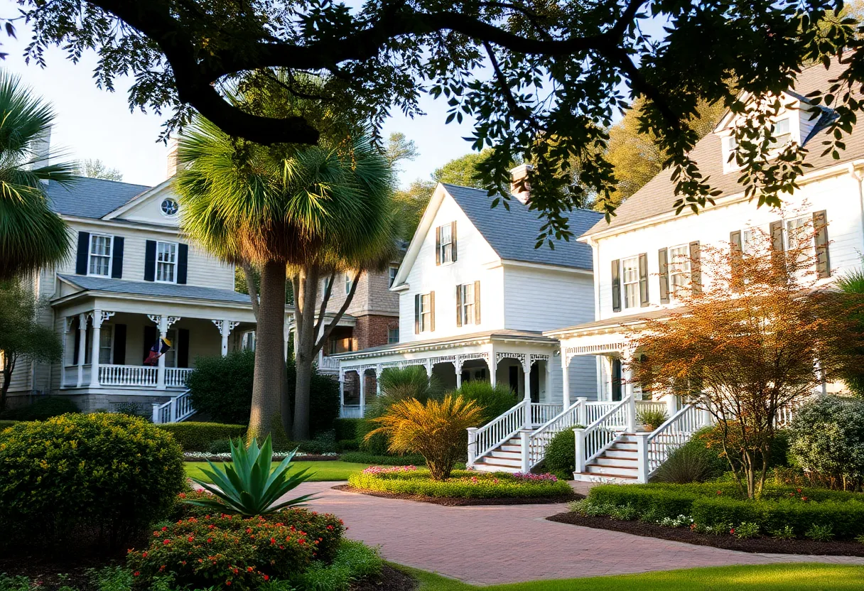 Historic houses and gardens in Beaufort during fall festival