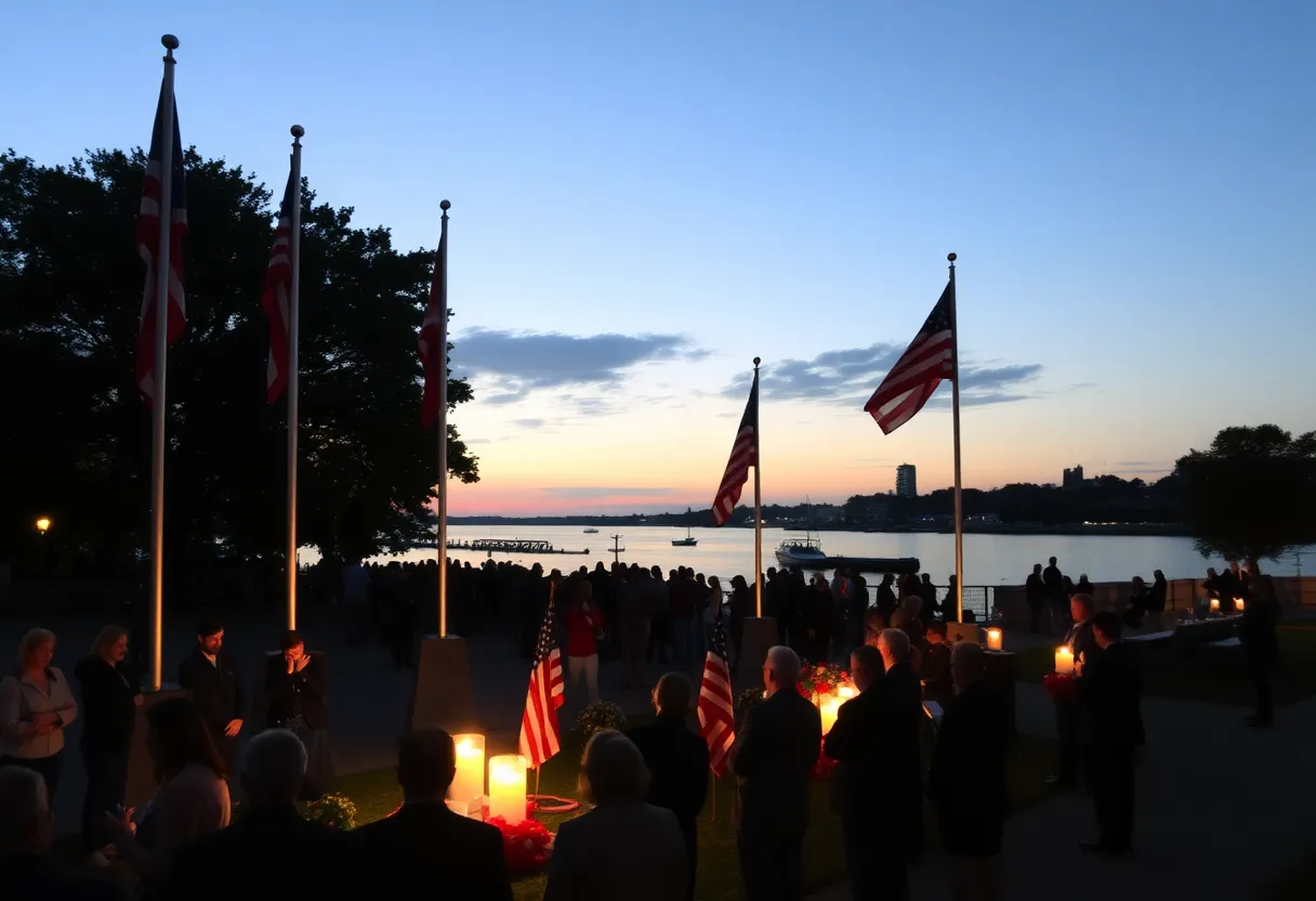 Community members gathered at Beaufort waterfront park for Patriot Day observance.