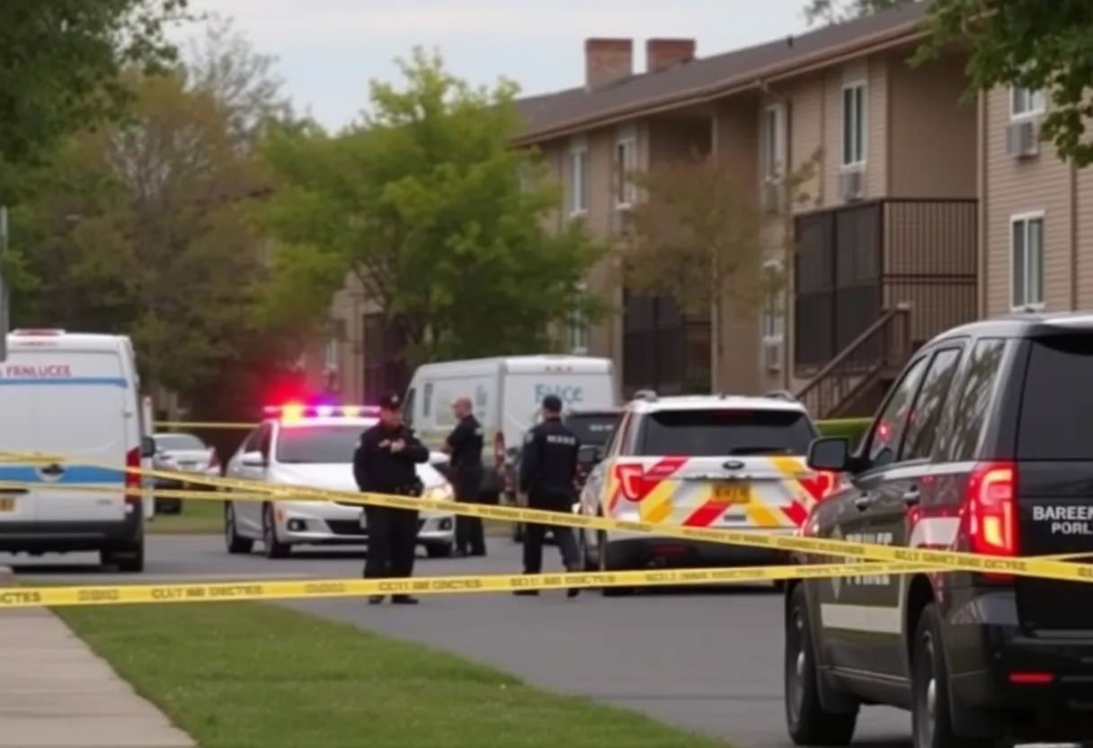 Police presence at a Beaufort apartment complex following a shooting incident.
