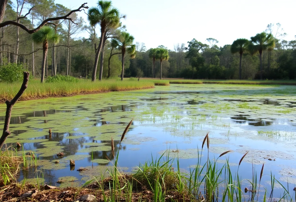 Scenic view of Beaufort County with potential mosquito breeding areas