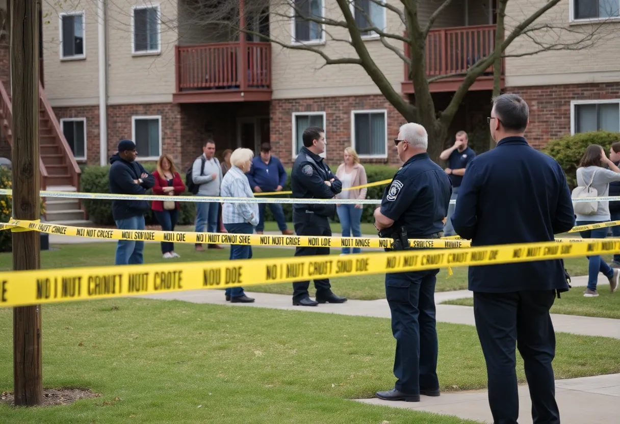 Police at the Cross Creek Apartments investigating a shooting incident