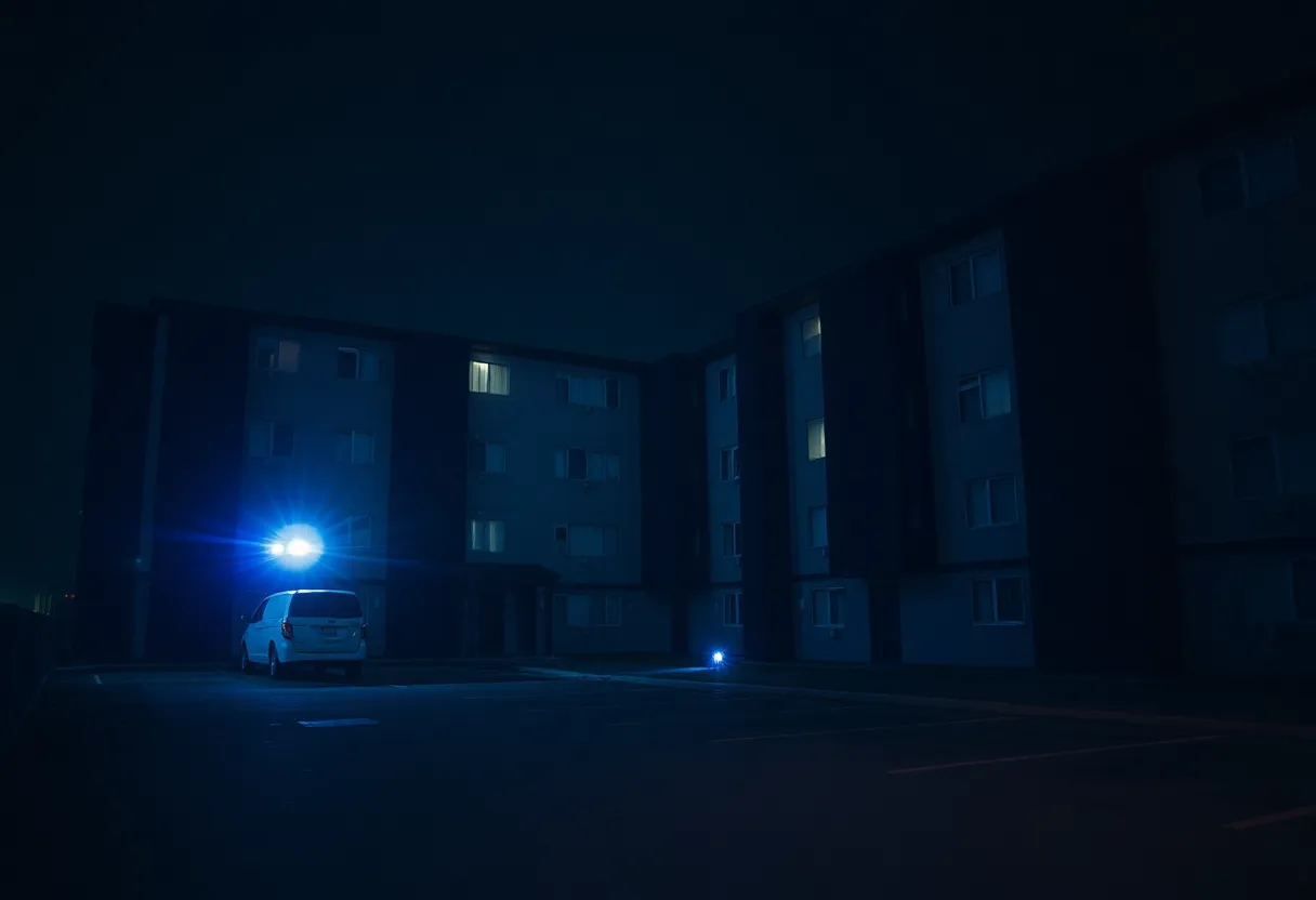 Police lights outside an apartment complex in Bluffton