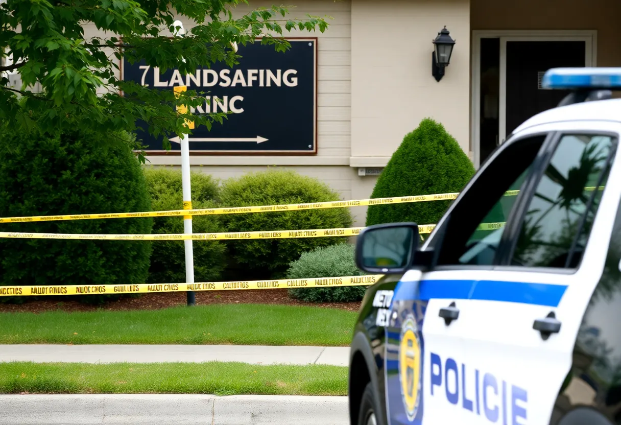 Law enforcement outside a landscaping business in Bluffton