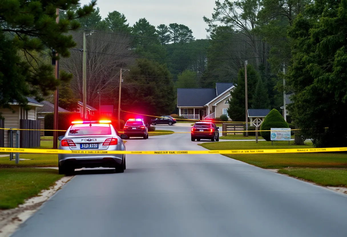 Police investigating a shooting scene in Burton, SC.