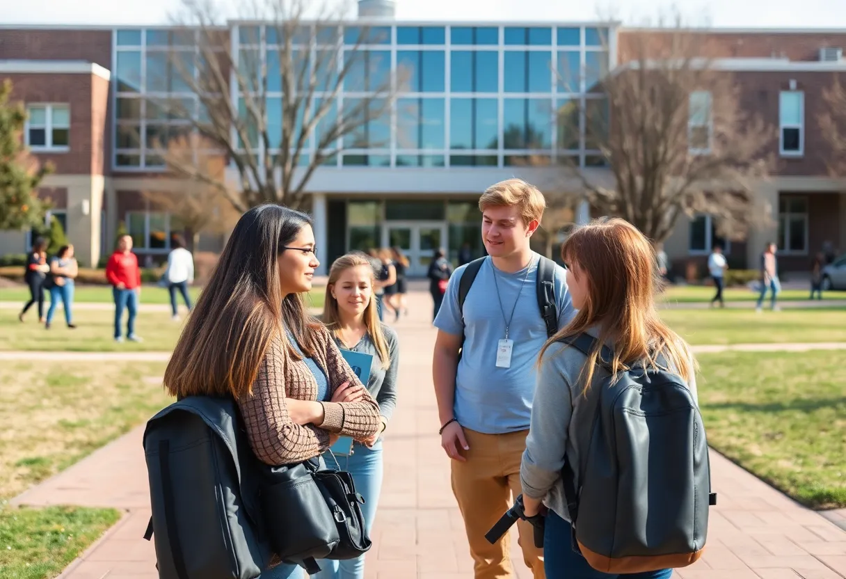 Students participating in active shooter training on campus