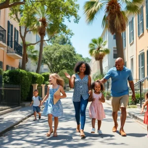 Family celebrating their 10-year anniversary in Charleston community