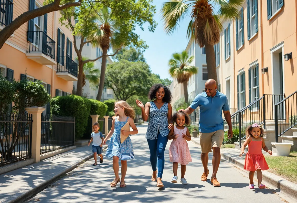 Family celebrating their 10-year anniversary in Charleston community