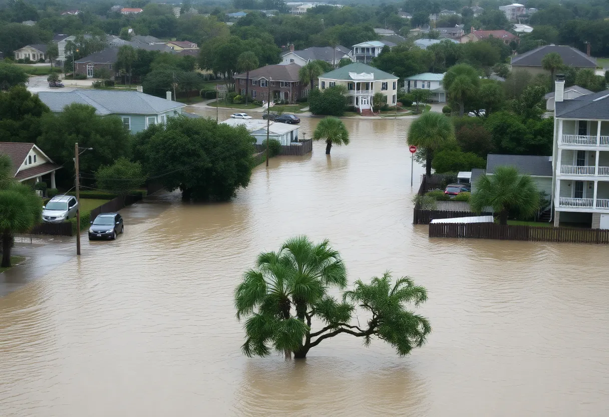 Flooded streets in Charleston after Tropical Storm Debby