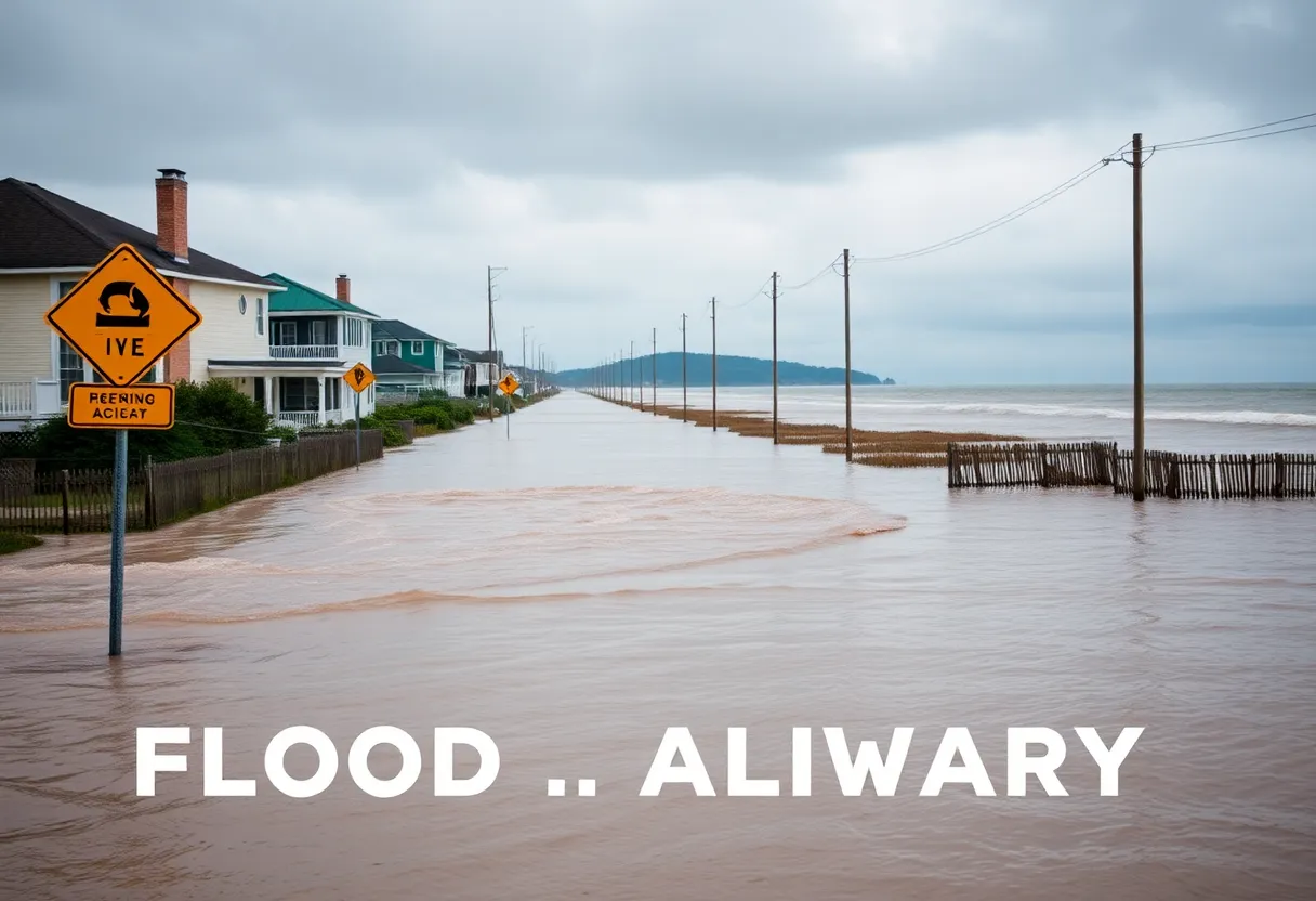 Rising waters near homes in Beaufort due to flood advisory