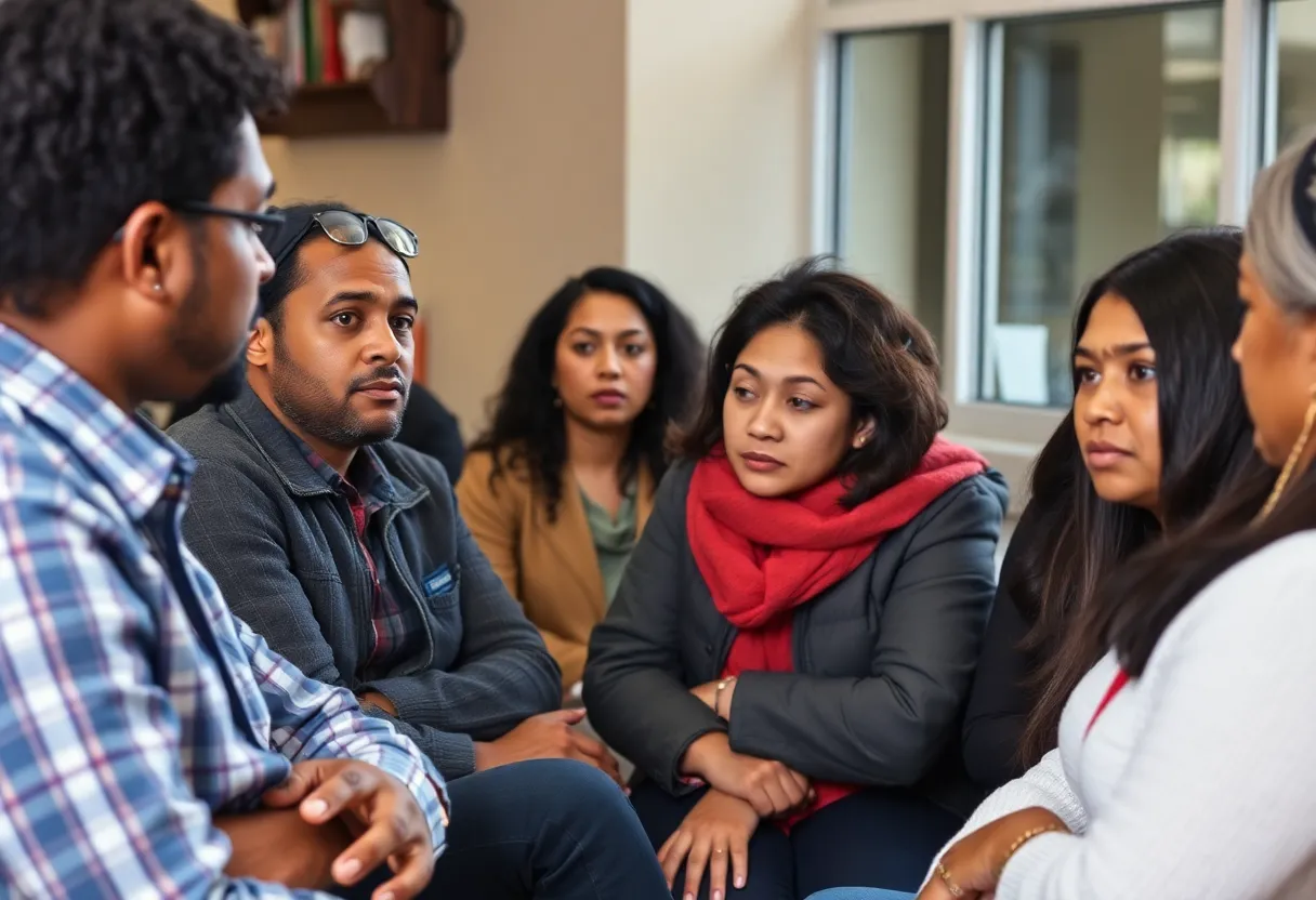 Community leaders discussing homelessness solutions