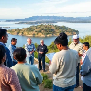 Community members engaged in a meeting discussing public safety on St. Helena Island.