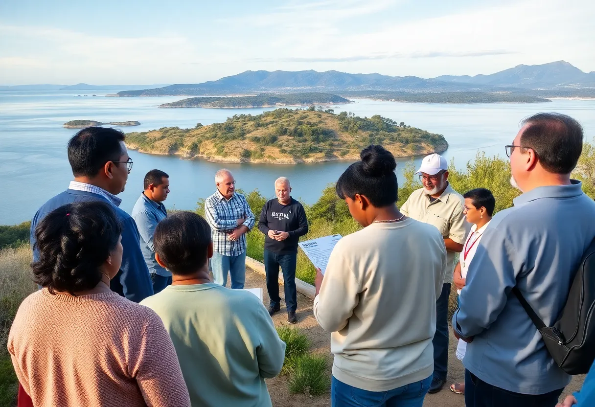 Community members engaged in a meeting discussing public safety on St. Helena Island.