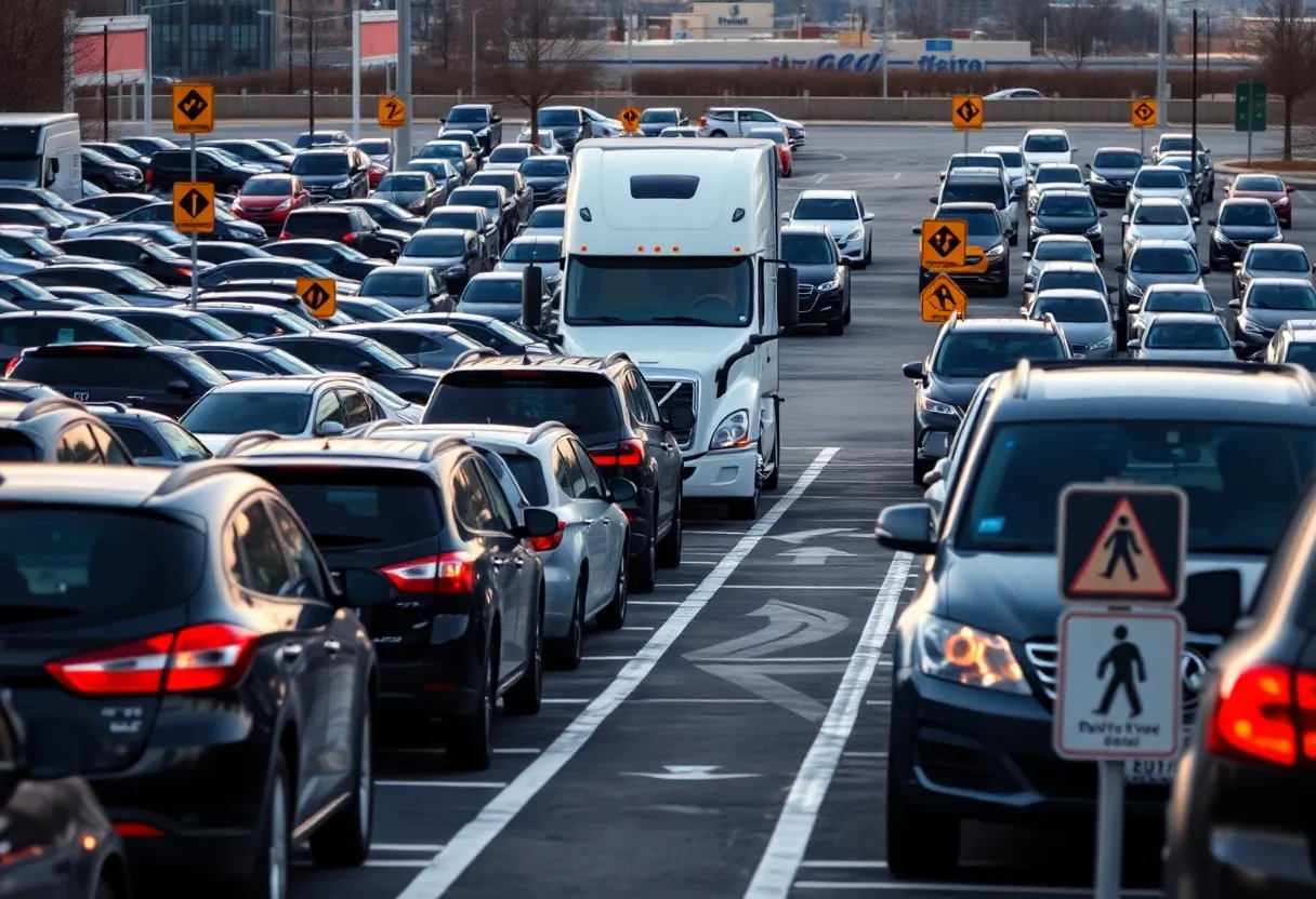 Parking lot scene in Hilton Head with emphasis on pedestrian safety