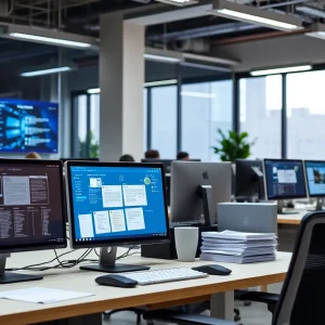 Hopeful Horizons staff working on digitizing client records